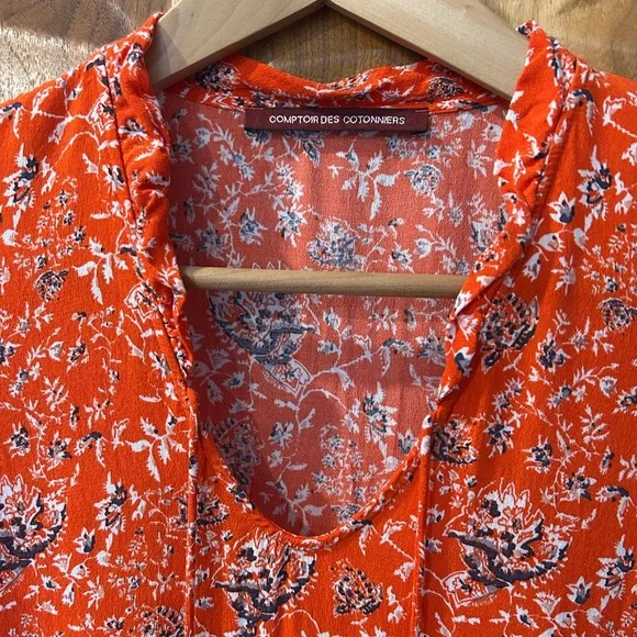 Comptoir Des Cotonniers Orange Red Sundress Size S - Picture 4 of 11